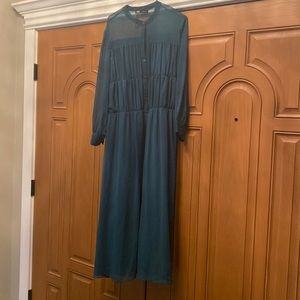 Rich teal Zara gathered maxi dress sz M